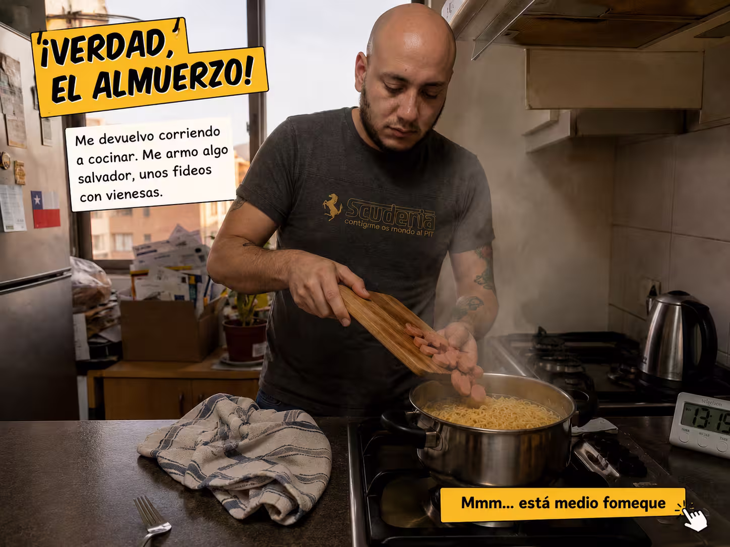 Fideos con vienesas